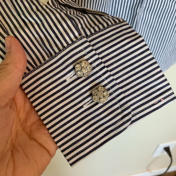 J. Crew Slim Fit Striped Jewel Button Top Size 4 NWT - Picture 8 of 9